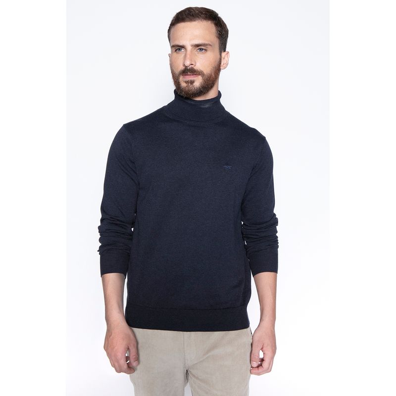 FEROUCH - Sweater Smart Casual Turtle Neck Azul Ferouch