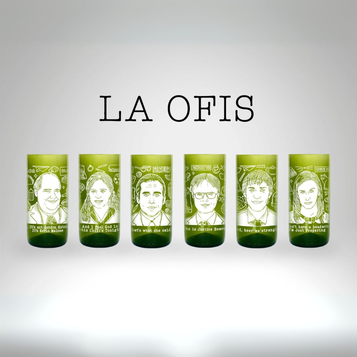 GREEN GLASS - La Ofis - Juego de 6 vasos - 500 ml