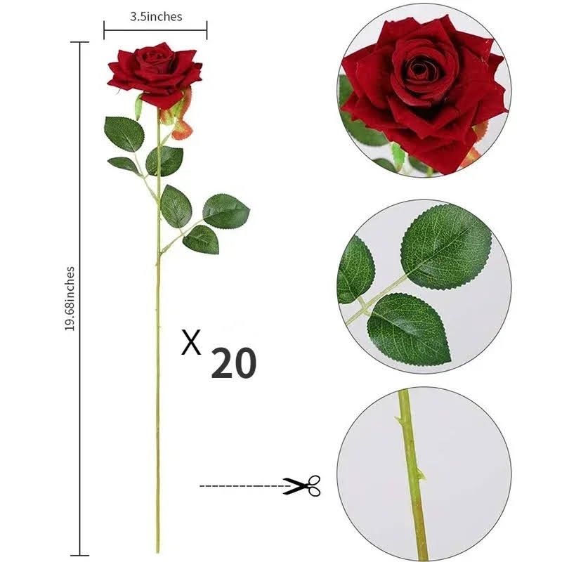 GENERICO - Rosas Artificiales Rojas Pack x 4 Flores Decoración Regalo