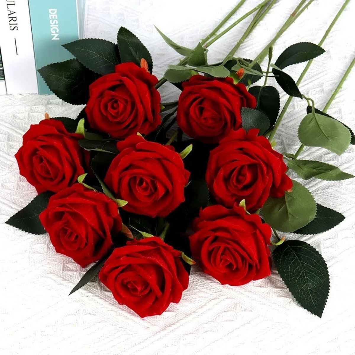 GENERICO - Rosas Artificiales Rojas Pack x 4 Flores Decoración Regalo