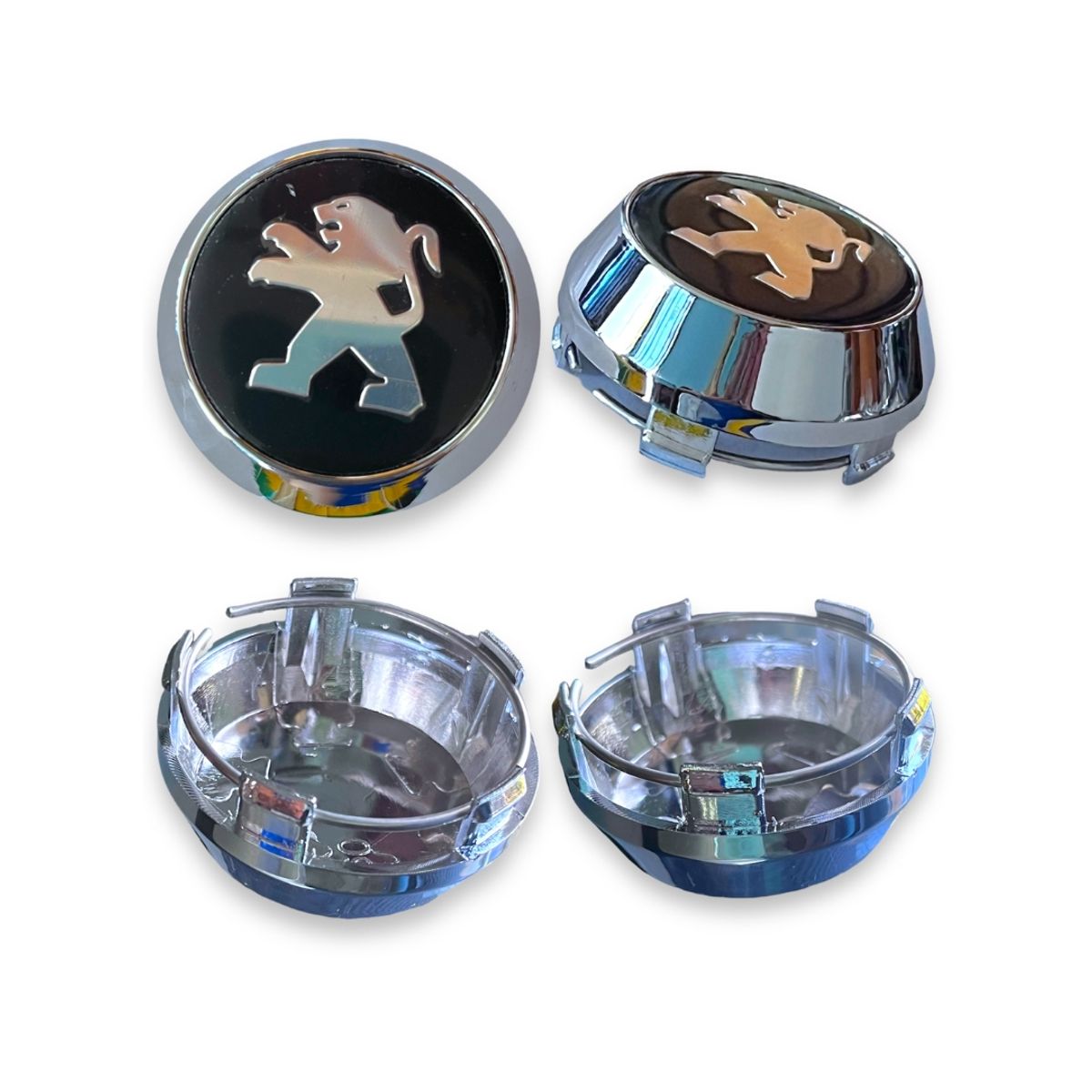 GENERICO - X1 Tapa Centro Llanta Auto PEUGEOT 58X60MM Negra CON Logo