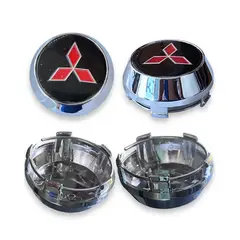 GENERICO - X1 Tapa Centro Llanta Auto MITSUBISHI 58X60MM Negra CON Logo