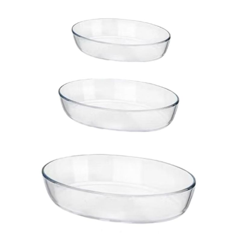 OEM - Set 3 Fuentes Refractarias De Vidrio Ovaladas