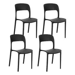 KLIK - Pack Set 4 Sillas Terraza Comedor Exteriores Apilable Kentucky Negras