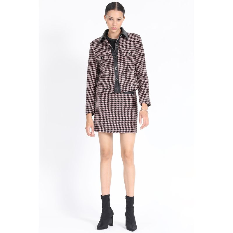 LIOLA - Falda Mini Pied De Poule, Negro Liola