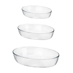 OEM - Set 3 Fuentes Refractarias De Vidrio Ovaladas