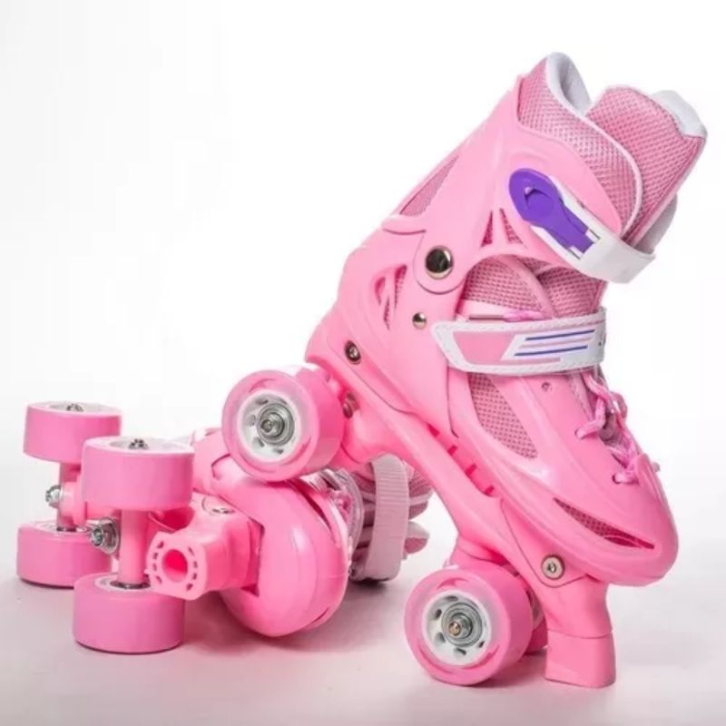GENERICO - Patines 4 Ruedas Roller Rosado De Niña XS