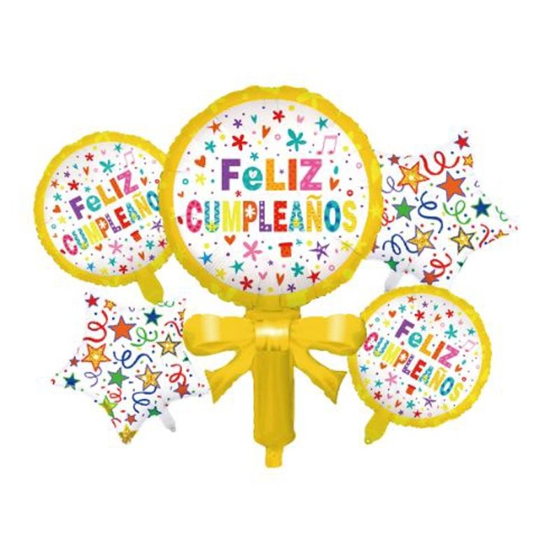 GENERICO - Globos Diseños 5 Unidades Color Amarillo