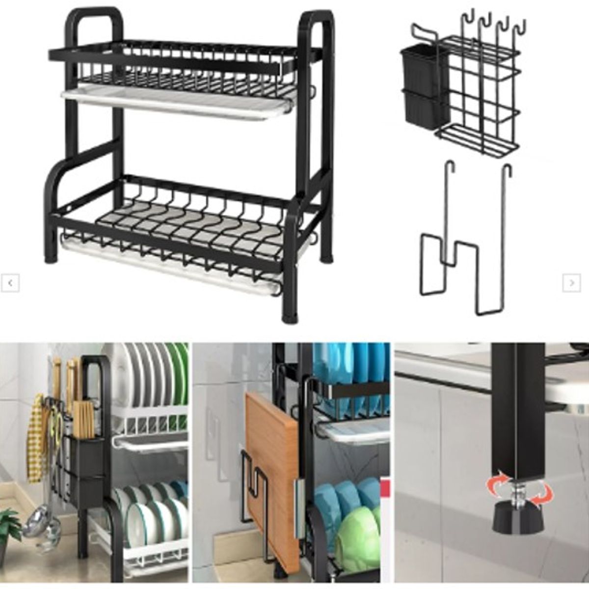 GENERICO - ESCURRIDOR O ORGANIZADOR DE PLATOS 2 NIVELES FIERRO CROMADO