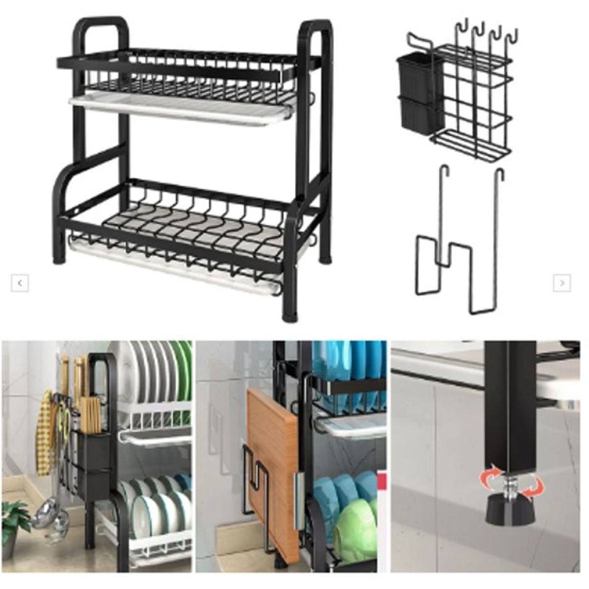 GENERICO - ESCURRIDOR O ORGANIZADOR DE PLATOS 2 NIVELES FIERRO CROMADO