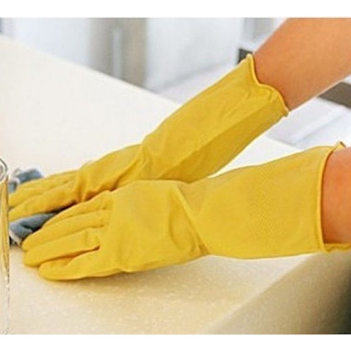GENERICO - Pack 2 Par De Guantes De Aseo 100% Látex Amarillo talla L