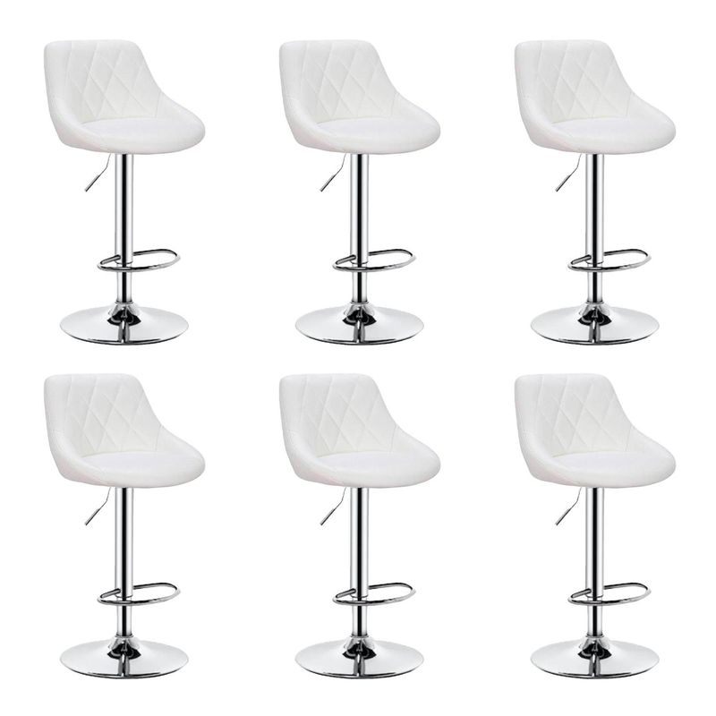 GLOBAL LATIN GROUP - Pack 6 Sillas Taburete Piso Bar Giratoria Altura Regulable Con Respaldo - Blanco