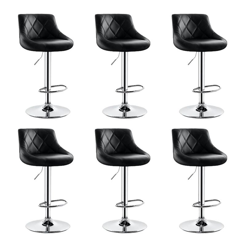 GLOBAL LATIN GROUP - Pack 6 Sillas Taburete Piso Bar Giratoria Altura Regulable Con Respaldo - Negro