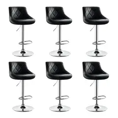 GLOBAL LATIN GROUP - Pack 6 Sillas Taburete Piso Bar Giratoria Altura Regulable Con Respaldo - Negro