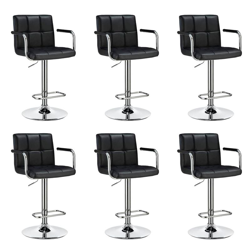 GLOBAL LATIN GROUP - Pack 6 Piso Bar con Respaldo Cuadrado y Posa Brazos - Negro