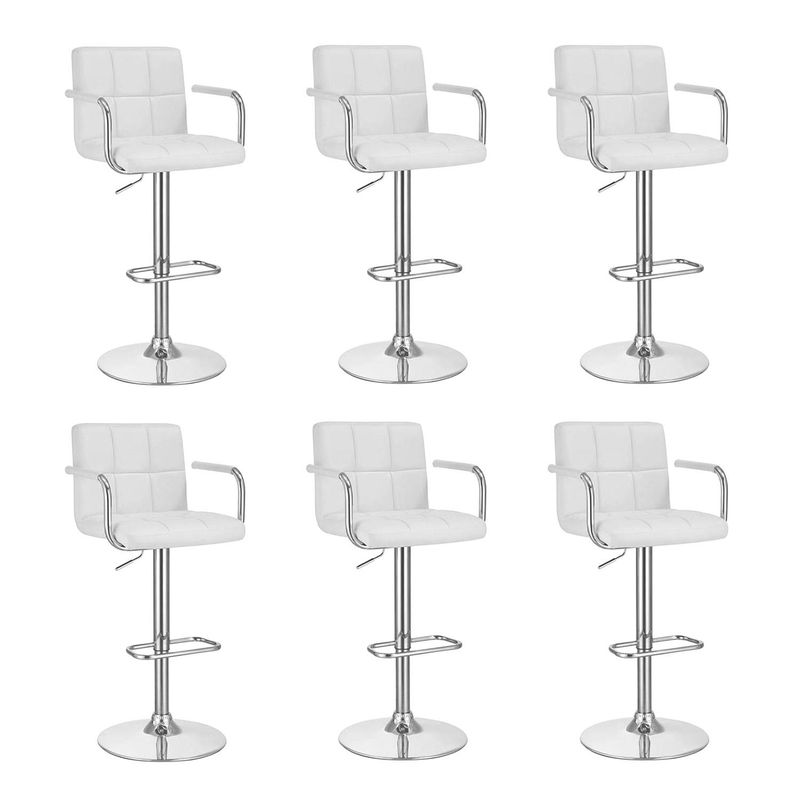 GLOBAL LATIN GROUP - Pack 6 Piso Bar con Respaldo Cuadrado y Posa Brazos - Blanco