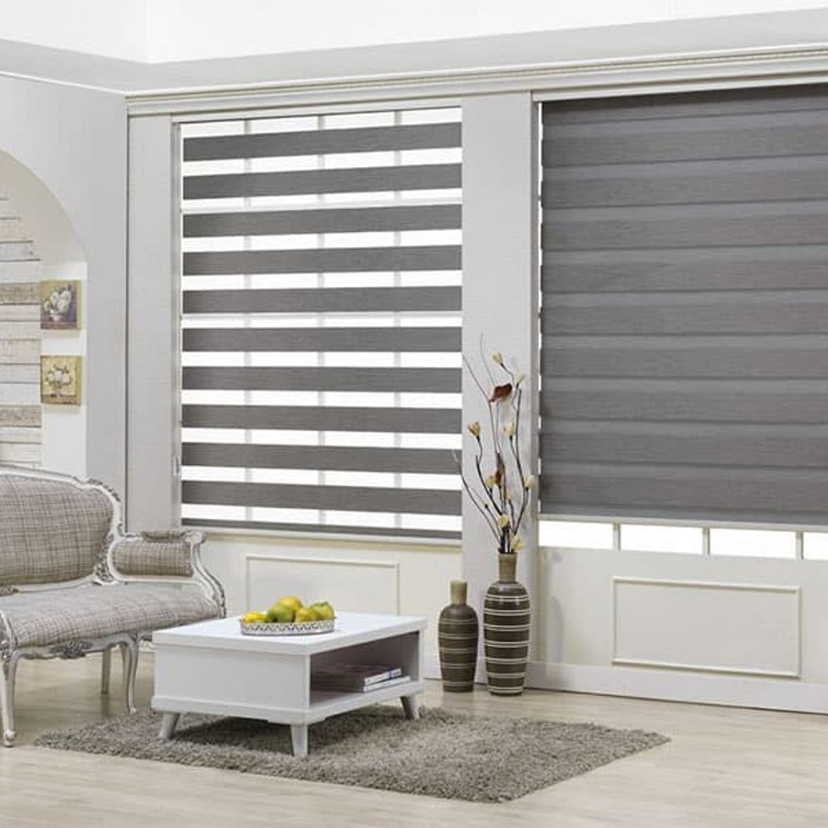 GENERICO - cortina roller duo 200x200 dia y noche GRIS