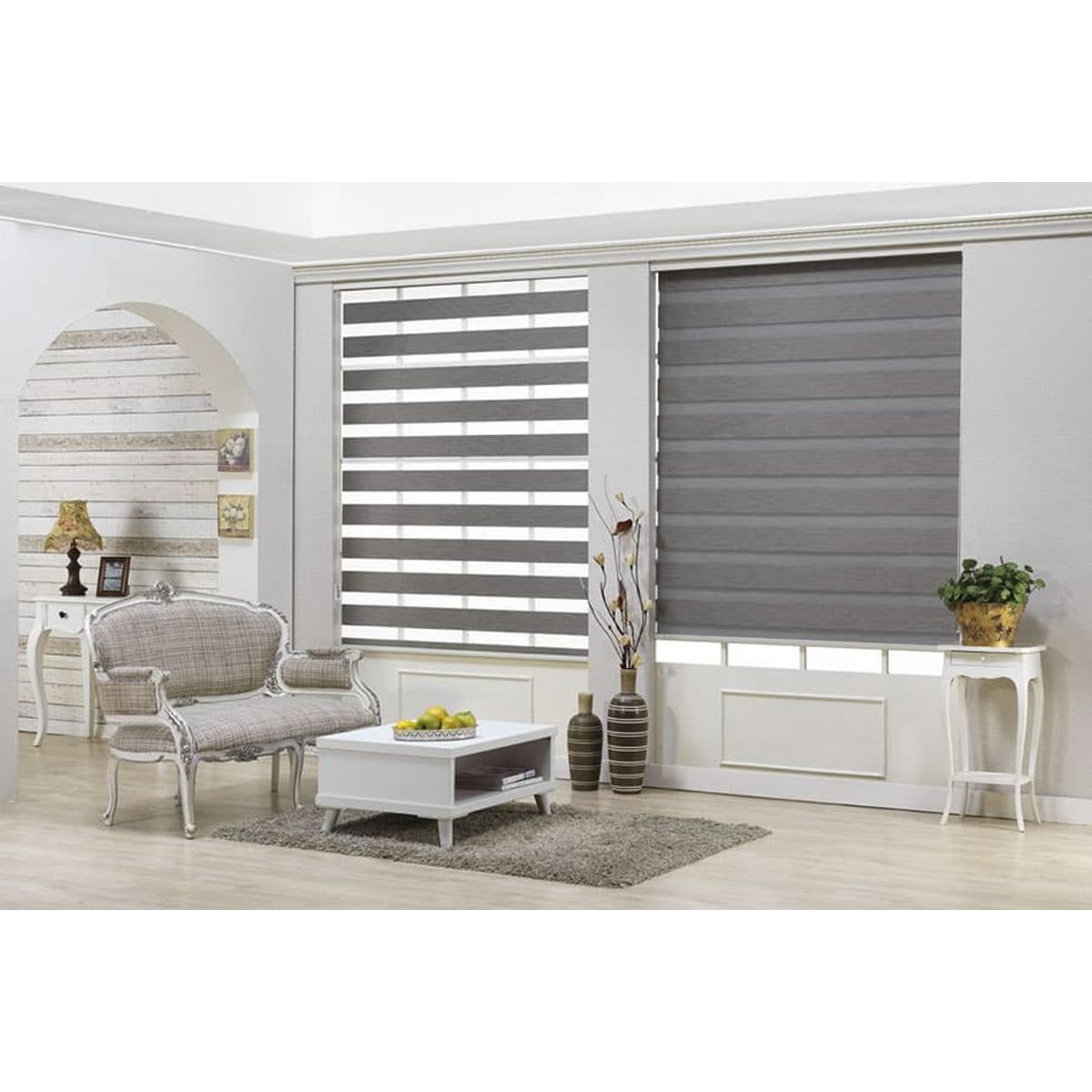 GENERICO - cortina roller duo 200x200 dia y noche GRIS