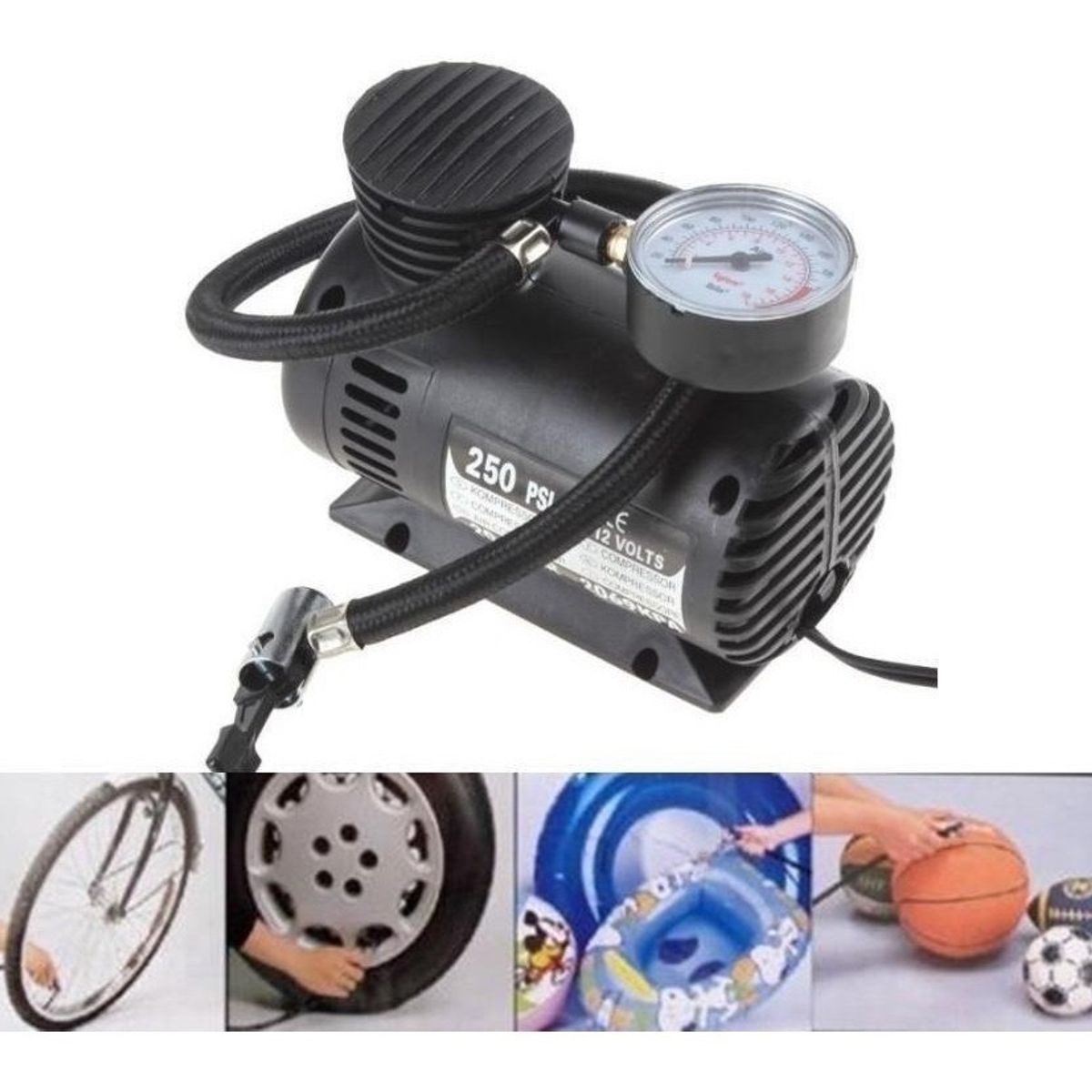 GENERICO - Mini Air Compresor De Aire 12 Volt Portable, 250 Psi Auto