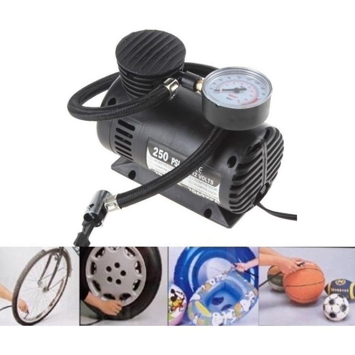 GENERICO - Mini Air Compresor De Aire 12 Volt Portable, 250 Psi Auto