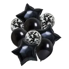 GENERICO - Globos Latex Redondos Y Estrella Color Negro