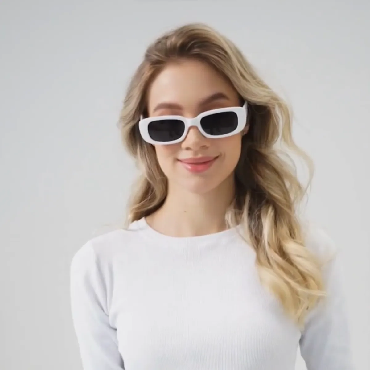 GENERICO - Gafas Lentes De Sol Retro Cuadradas Polarizados Blanco