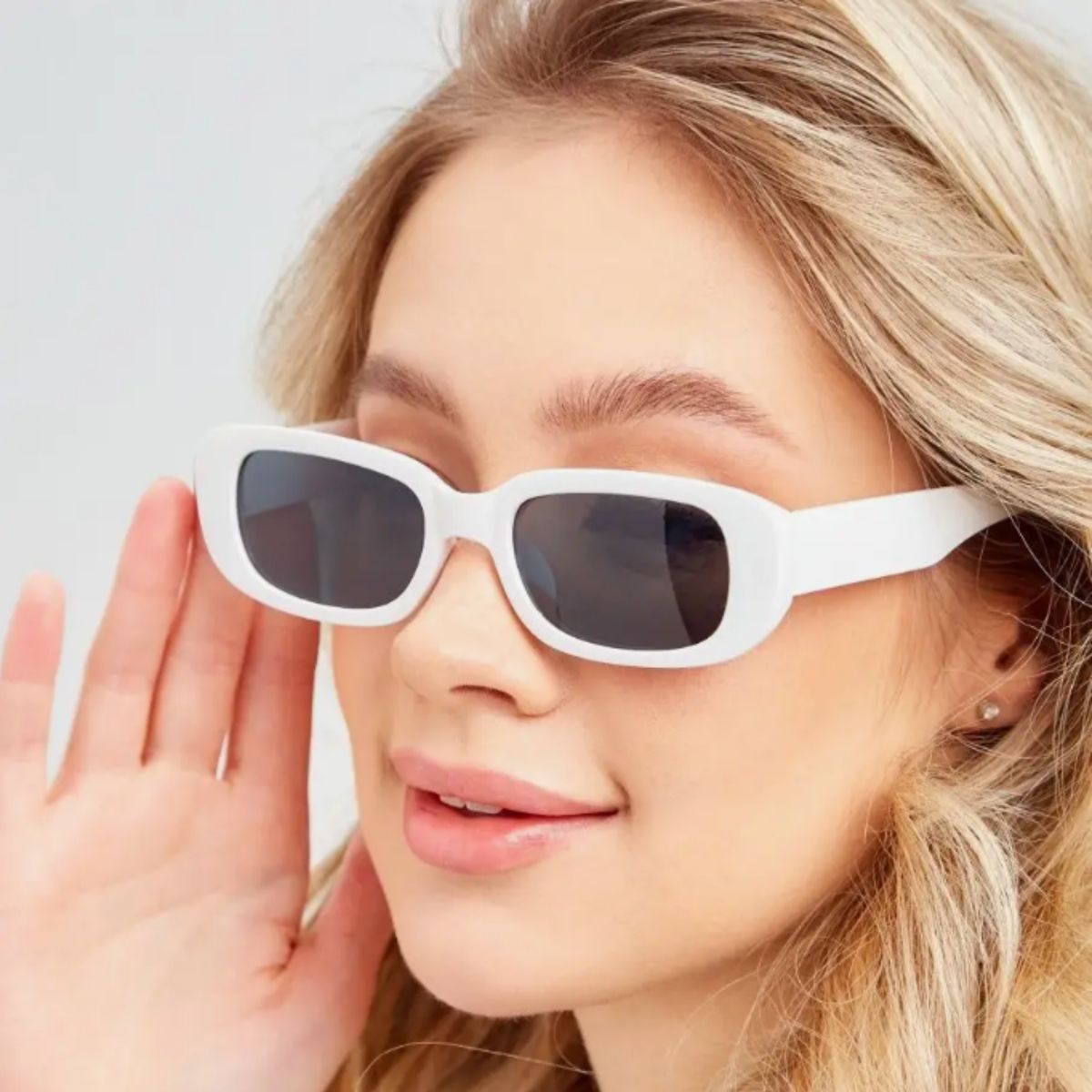 GENERICO - Gafas Lentes De Sol Retro Cuadradas Polarizados Blanco