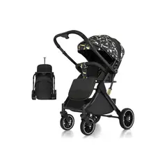 BABYMINE - Coche de bebé Maleta Reversible Walky Negro Dorado