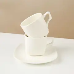 DANNY HOME - Set 6 Tazas de Cafe con Platillo Blanco Cuadrado 90 ml