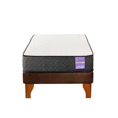 5 SUEÑO - Cama Europea 1,5 Plazas Aura Base + Colchón Madera Café