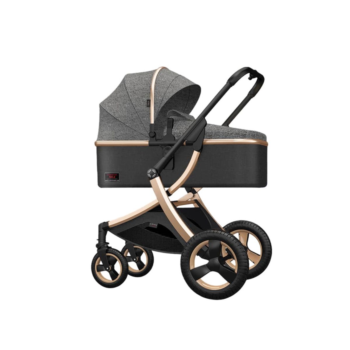 BABYMINE - Coche Cuna Todo en Uno Simple Life Gris Dorado Babymine