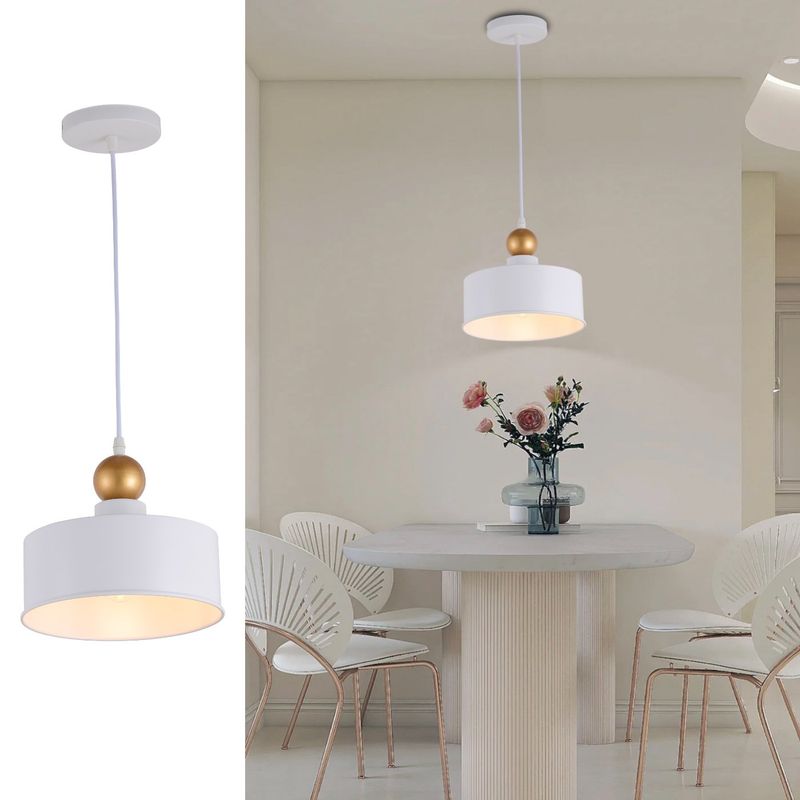 LAMPARASHOME - Lámpara colgante moderno 1 luz E27 Blanco D25cm