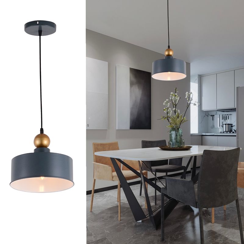 LAMPARASHOME - Lámpara colgante 1 luz E27 Azul y blanco D25cm