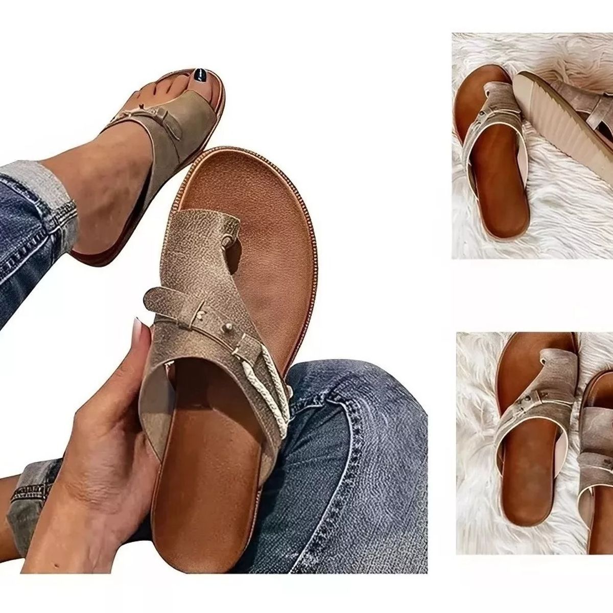 EDWINAYY - Sandalias Dedo Abierto Pantuflas Tacón Plano Chanclas