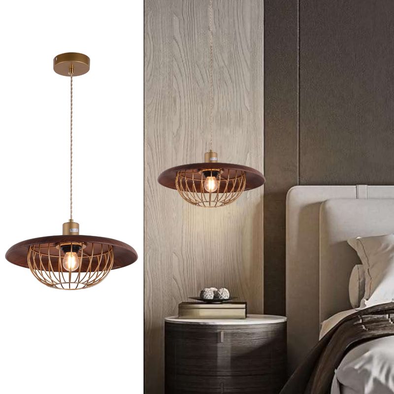 LAMPARASHOME - Lámpara colgante 1 luz E27 Dorado D35cm