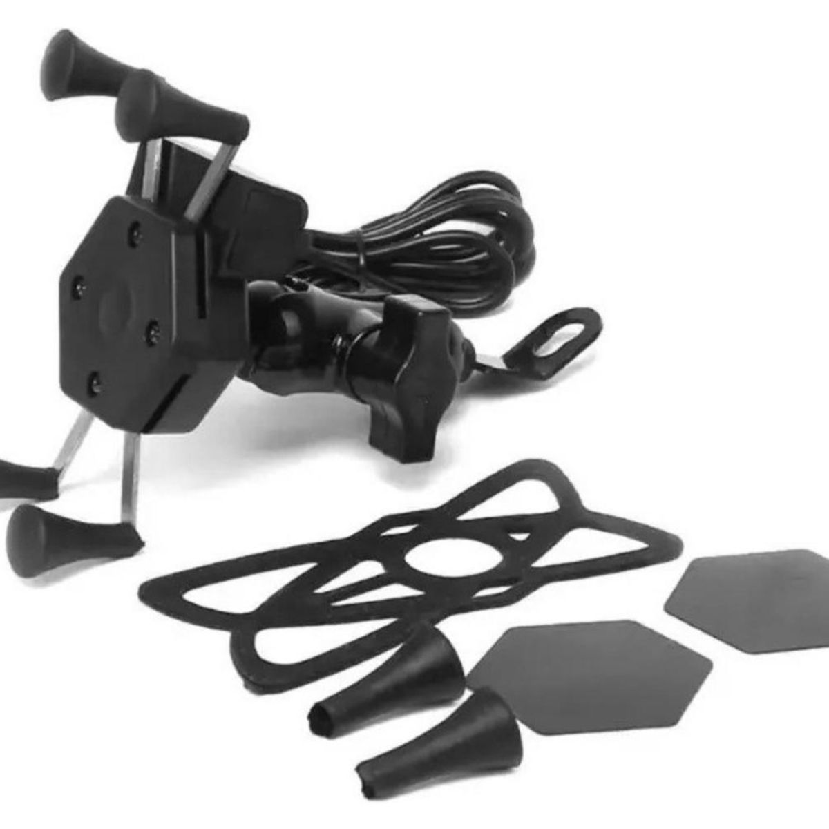 GENERICO - Soporte Teléfono Porta Móvil Moto Y Cargador Usb Tipo Araña