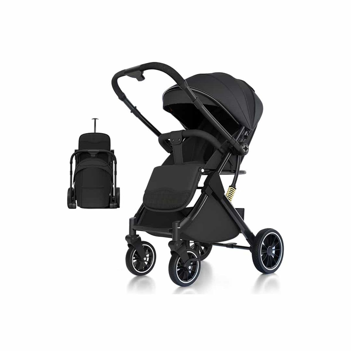 BABYMINE - Coche de bebé Maleta Reversible Walky Negro