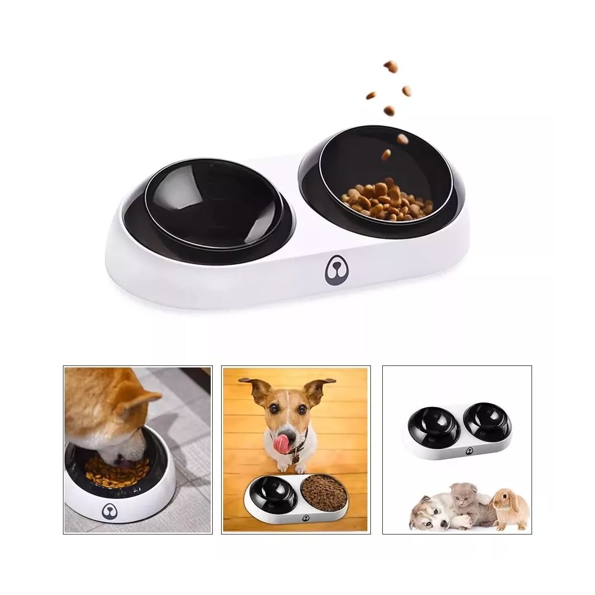 GENERICO - Comedero Y Bebedero Doble Para Mascotas Perros Gatos Pequeño