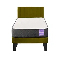 5 SUEÑO - Cama Europea 1,5 Plazas Aura + Respaldo Tubular Negro Verde