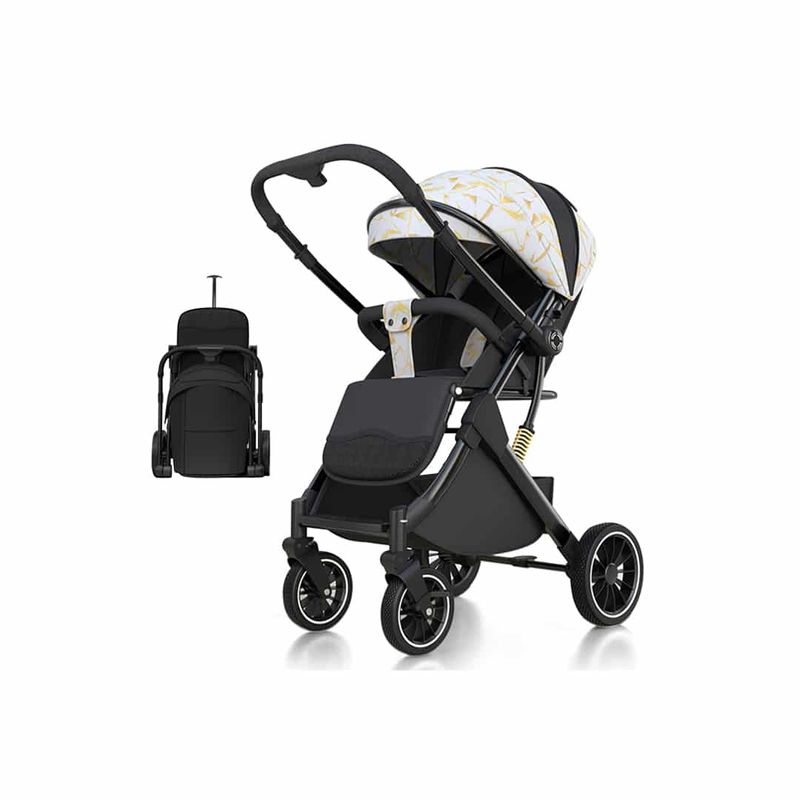 BABYMINE - Coche de bebé Maleta Reversible Walky Blanco