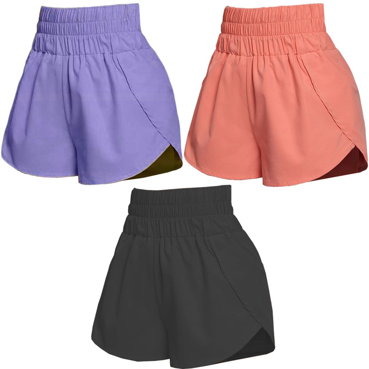 EDWINAYY - Calzas Short Casuales De Cintura Alta Para Mujer Elasticados