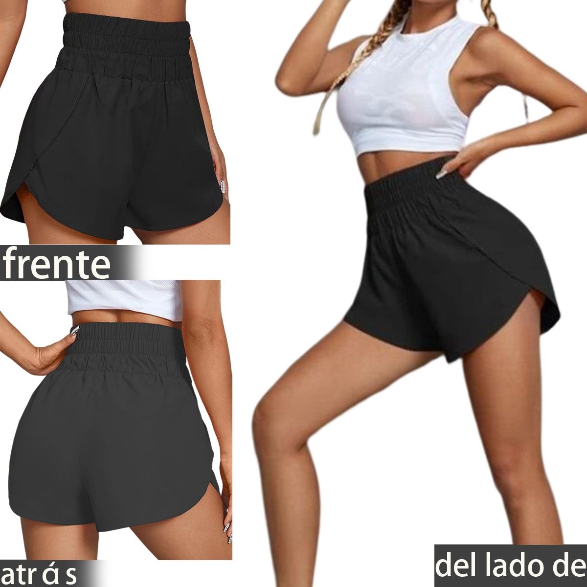 EDWINAYY - Calzas Short Casuales De Cintura Alta Para Mujer Elasticados