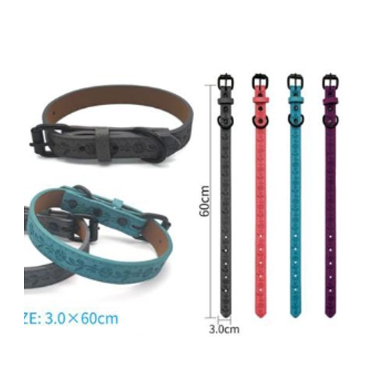 GENERICO - Collar Para Perro Color Gris Con Diseño 60cm