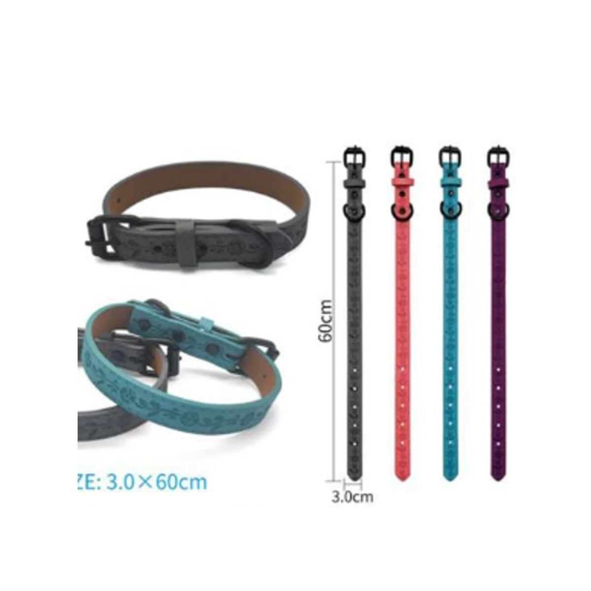 GENERICO - Collar Para Perro Color Gris Con Diseño 60cm