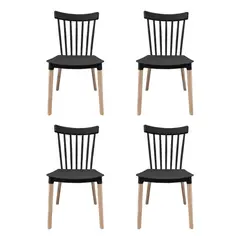 OH MI HOGAR - Pack 4 Sillas Windsor Negro