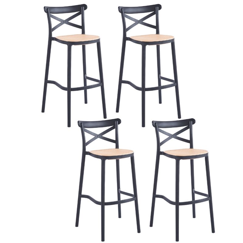 OH MI HOGAR - Pack 4 Taburetes Crossback Basic Negro 65cm