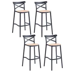 OH MI HOGAR - Pack 4 Taburetes Crossback Basic Negro 65cm