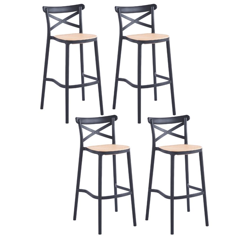 OH MI HOGAR - Pack 4 Taburetes Crossback Basic Negro 76cm