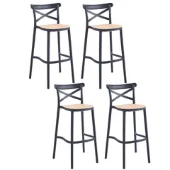 OH MI HOGAR - Pack 4 Taburetes Crossback Basic Negro 76cm