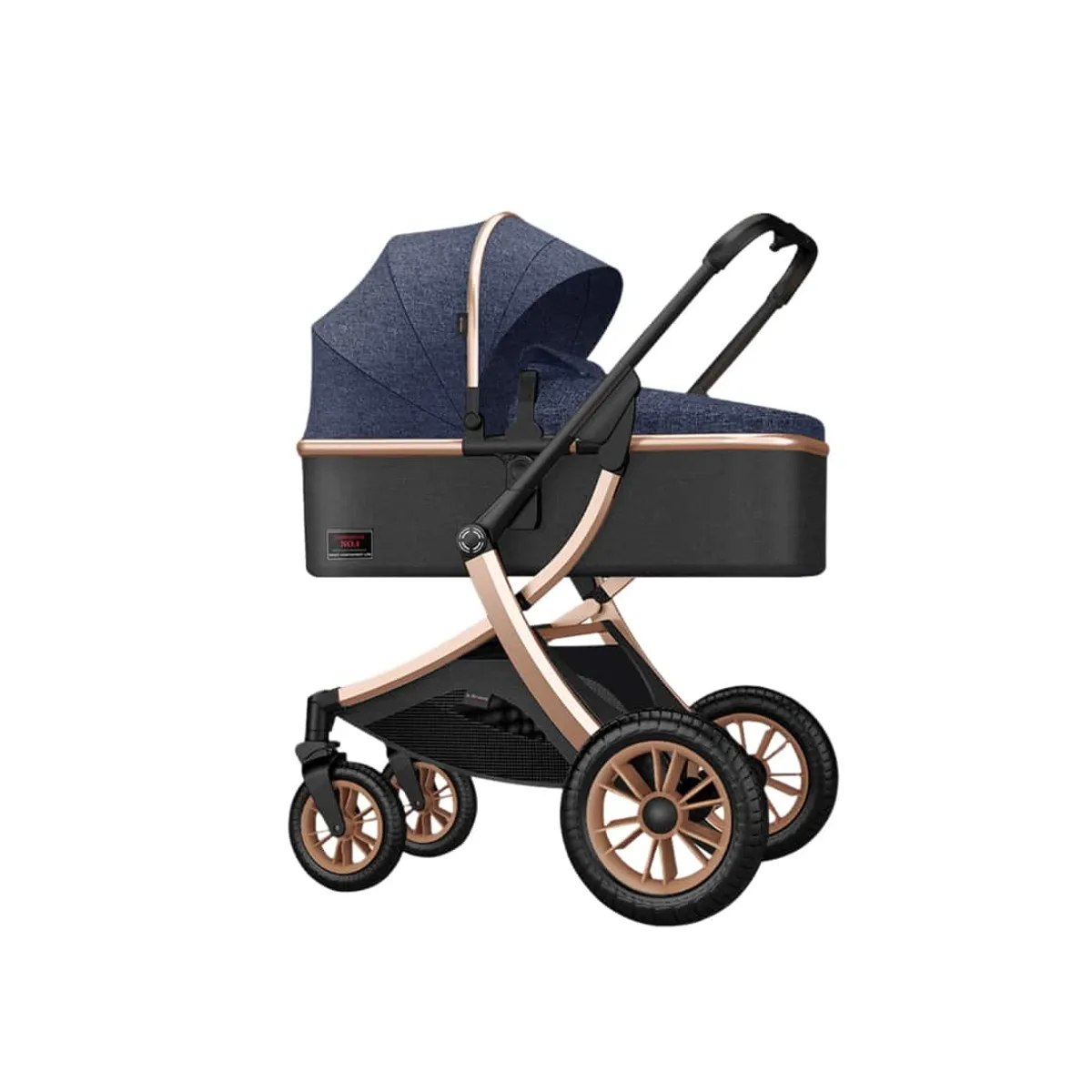 BABYMINE - Coche Cuna Todo en Uno Simple Life Azul Dorado Babymine
